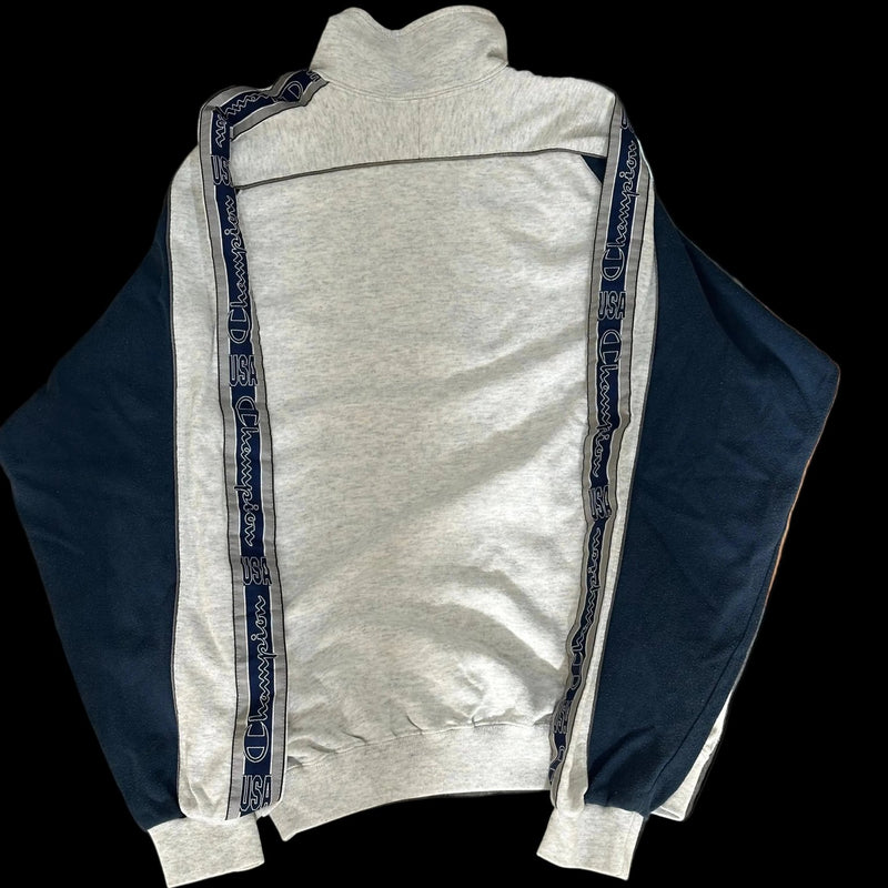 VINTAGE GREY AND NAVY CHAMPION QUARTER ZIP - HALO10.