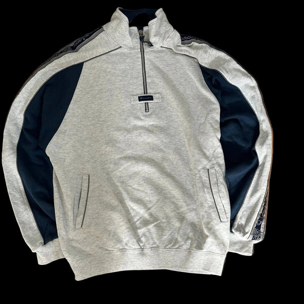 VINTAGE GREY AND NAVY CHAMPION QUARTER ZIP - HALO10.